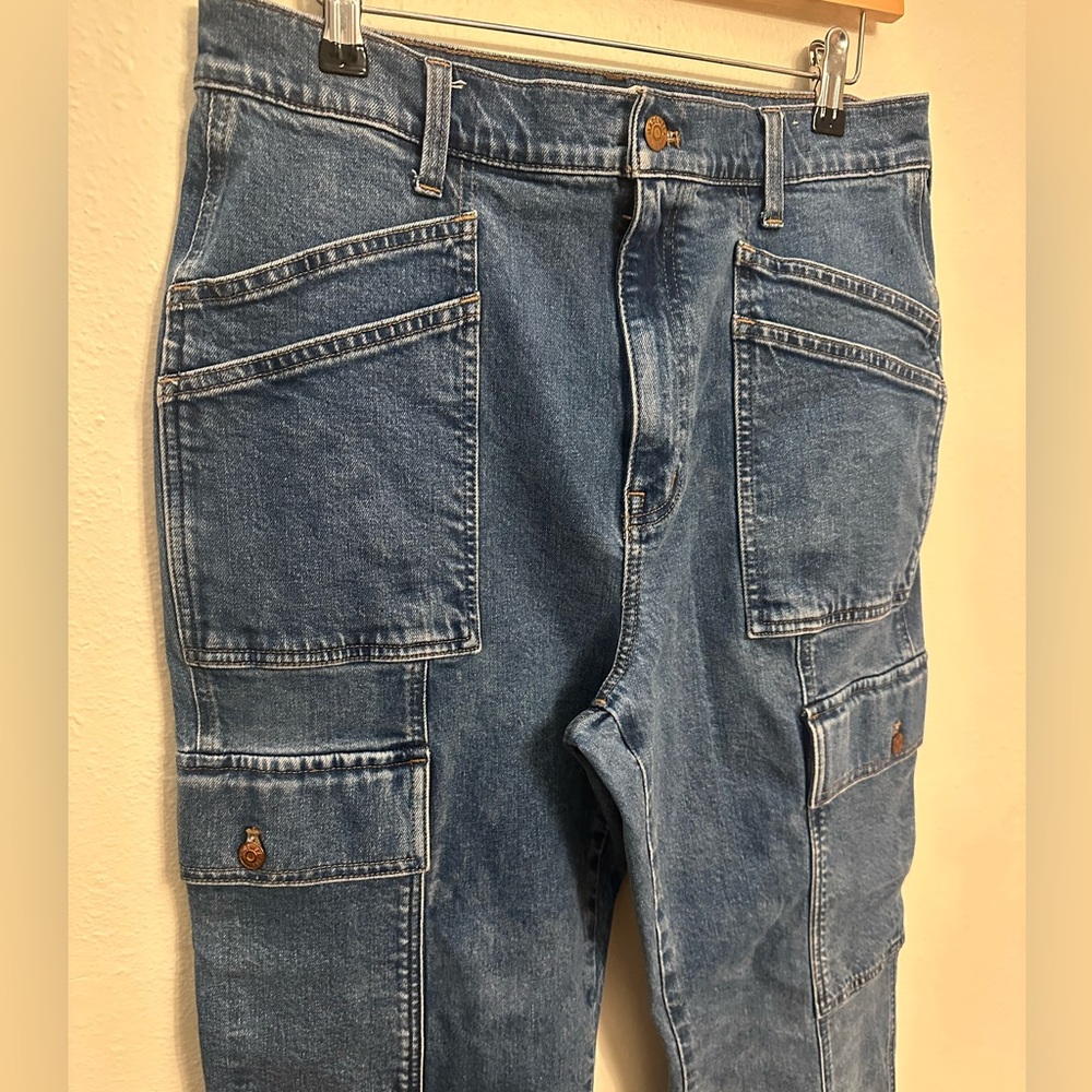 Madewell Women's 90’s‎ straight cargo Blue Straight Leg Jeans size 30 - Picture 2 of 5